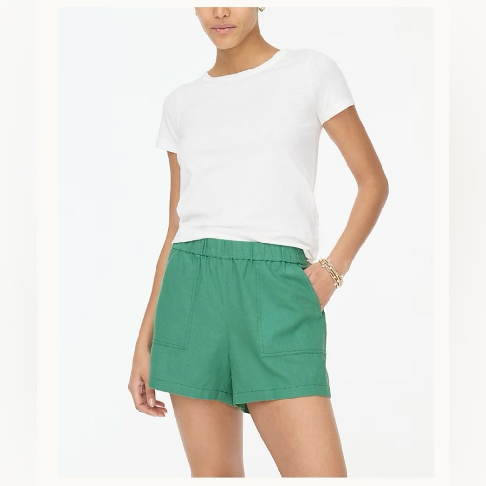 J. Crew Linen Blend Pull On Short in Frosty Mineral Size L. NWT